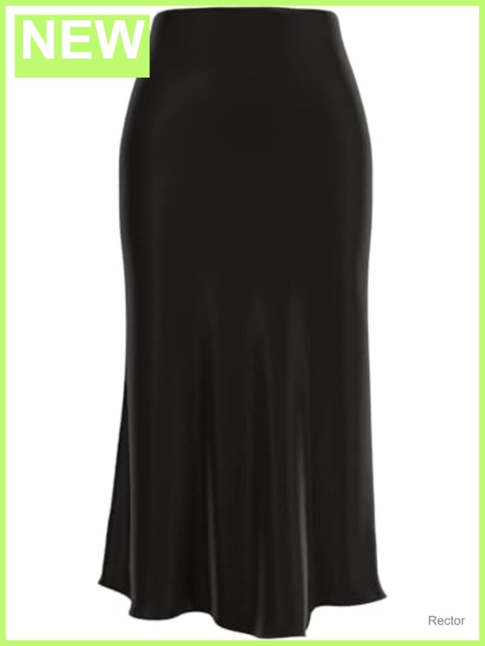 Satin Midi Skirt High Waist Elastic A-Line Silhouette